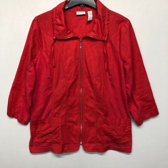 Zenergy by Chico's Women Full Zip Jacket Size 2 Red B241 -30 - Picture 9 of 16